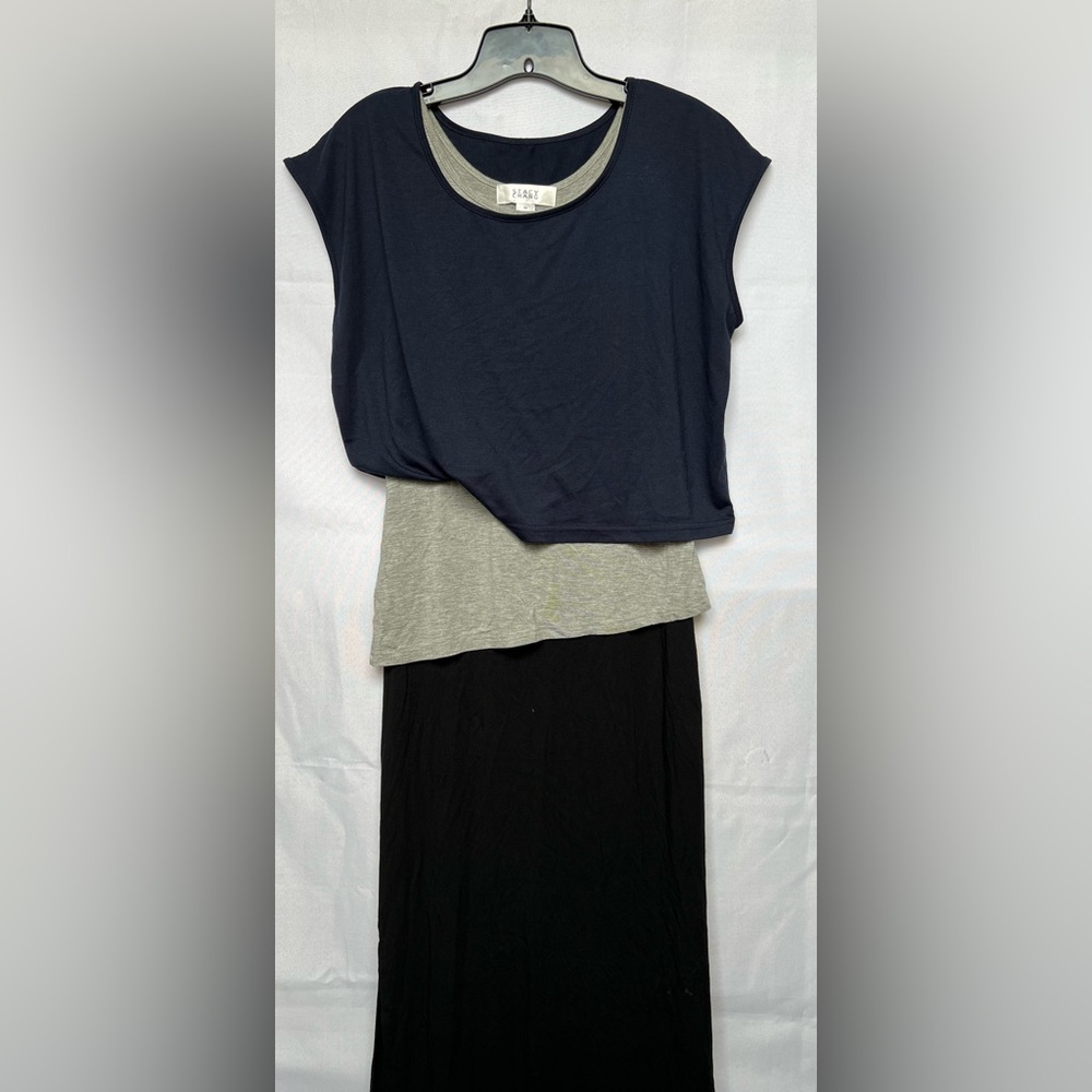 Anthropologie Layered Maxi Dress in Navy, Gray, Black